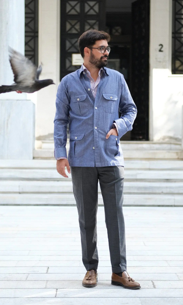 Lawrence Denim Cotton Safari Overshirt - 3